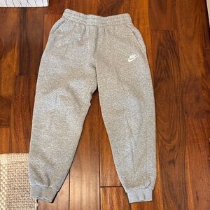 Nike Gray Kids Sweat Joggers with White Swoosh